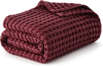Cotton Throw Blanket Cooling, Bamboo Cooling Blanket for Hot Sleepers, Lightweight Queen Size Blanket for Summer