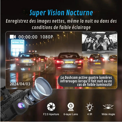 360-Degree Car Dash Cam with Rear Camera & Night Vision – 1080p Full HD Front, Back & Interior Recording System