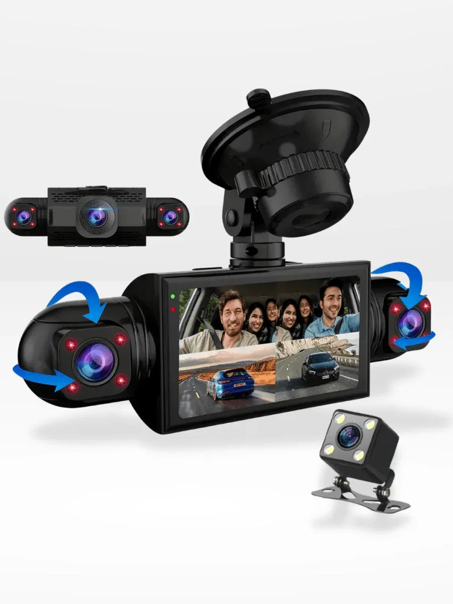 360-Degree Car Dash Cam with Rear Camera & Night Vision – 1080p Full HD Front, Back & Interior Recording System