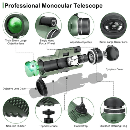 Pocket-Size 600× Magnification Monocular Telescope — Multi-Coated HD Optics for Wildlife Observation, Stadium Events & Nature Trails