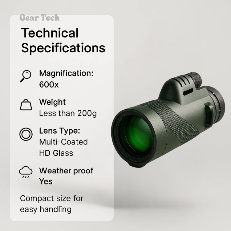 Pocket Monocular Telescope 60x Zoom HD Optics for Wildlife Watching Hiking Concerts Sporting Events Compact Lightweight Phone Camera Adapter