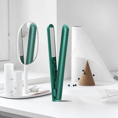 Compact Dual-Function Hair Styling Tool Ceramic Plates Curls & Straightens Portable Travel Size for Daily Touch-Ups On-the-Go Styling