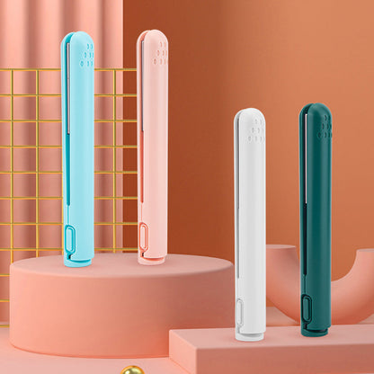 Compact Dual-Function Hair Styling Tool Ceramic Plates Curls & Straightens Portable Travel Size for Daily Touch-Ups On-the-Go Styling