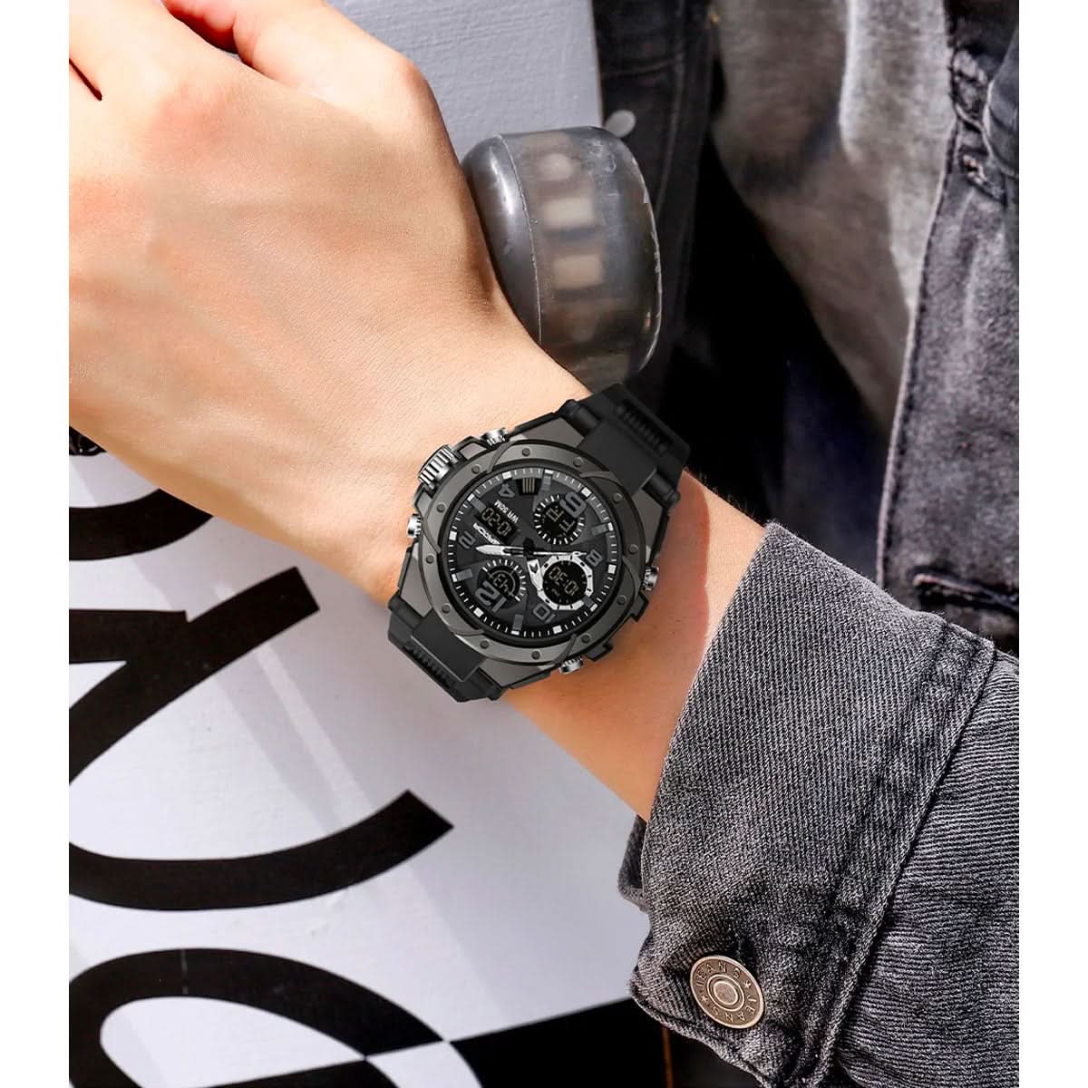 Tactical Sport Watch with Dual Time Zones & LED Backlight for Everyday Adventure