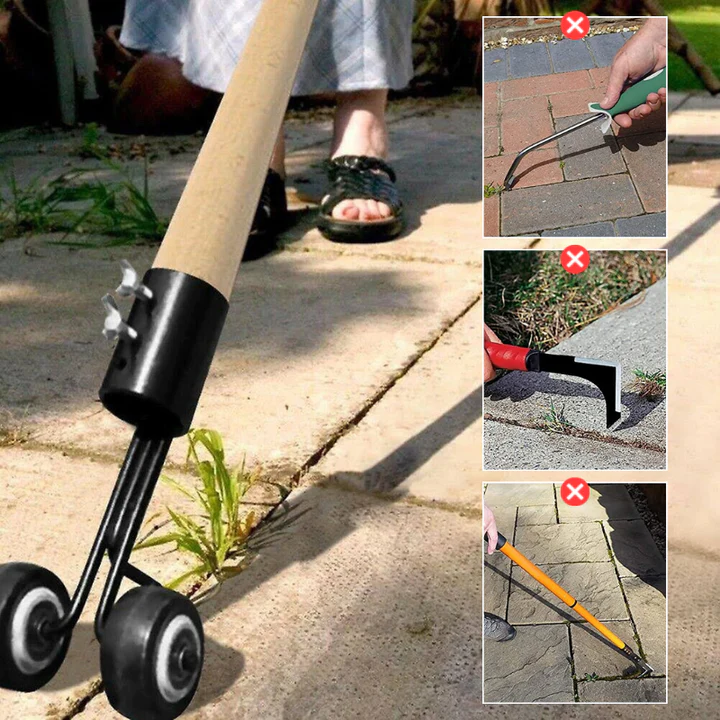Hand-Held Patio & Driveway Crack Weeder Tool | Steel Dual-Hook Crevice Cleaner for Sidewalks, Driveways & Gardens