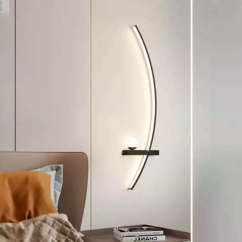 Curved LED Sconce Aluminum Arc Light for Bedroom Hallway Living Room Modern Accent Lighting Fixture Black Gold Finish Wall Mount Indoor Illu