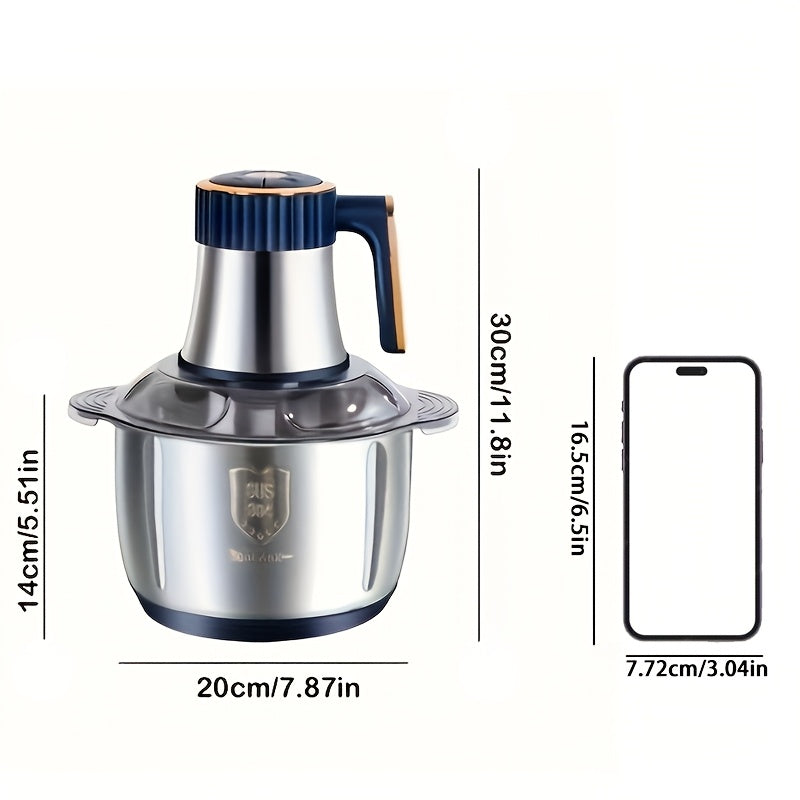 Electric Multi-Function Chopper 5 Liter Stainless Steel Bowl 6-Blade System for Meat Vegetables Herbs Onions Garlic Home Kitchen Appliance 5