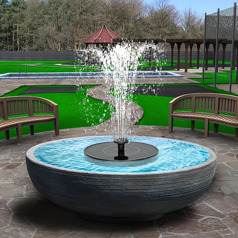 Solar Powered Floating Fountain Pump with 6 Interchangeable Spray Heads for Bird Baths, Ponds, and Garden Water Features – Automatic