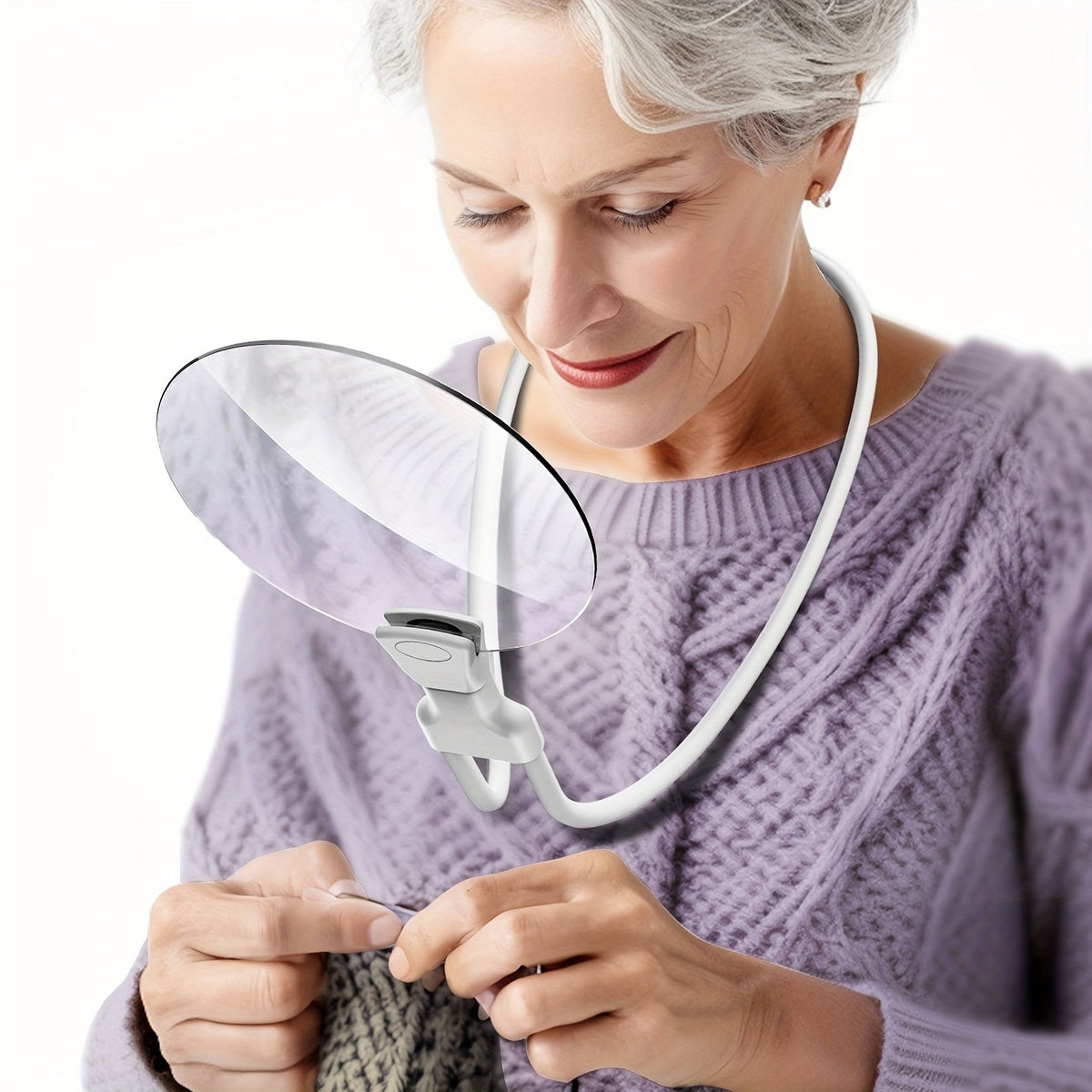 Hands-Free 5X Magnifying Glass Neck Lanyard for Reading & Crafts – Adjustable Wearable Magnifier for Low Vision & Seniors