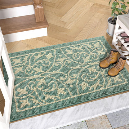 Entryway Mat with Non-Slip Rubber Backing – Low Profile Door Mat for Indoor Use – Traps Dirt & Moisture – Machine Washable