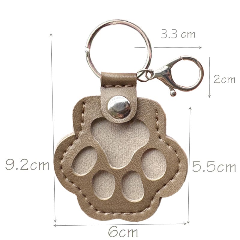 Pet Memorial Keychain with Hidden Keepsake Chamber – Leather Paw Print Charm for Dog & Cat Lovers
