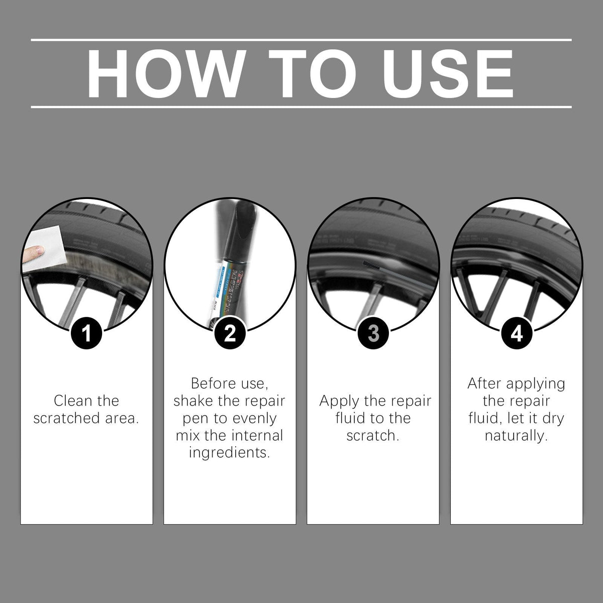 Wheel Touch-Up Paint Pen Set – 3-Pack Black Finish Scratch Repair for Rims & Alloys