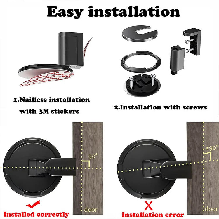 Floor-Mount Push-Lock Door Holder | Zinc Alloy Stopper for Living Room Office Bedroom Hallway | Non-Magnetic Release Mechanism