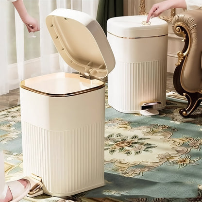 Step-Open Trash Can with Textured Exterior for Kitchen, Bathroom & Office Use