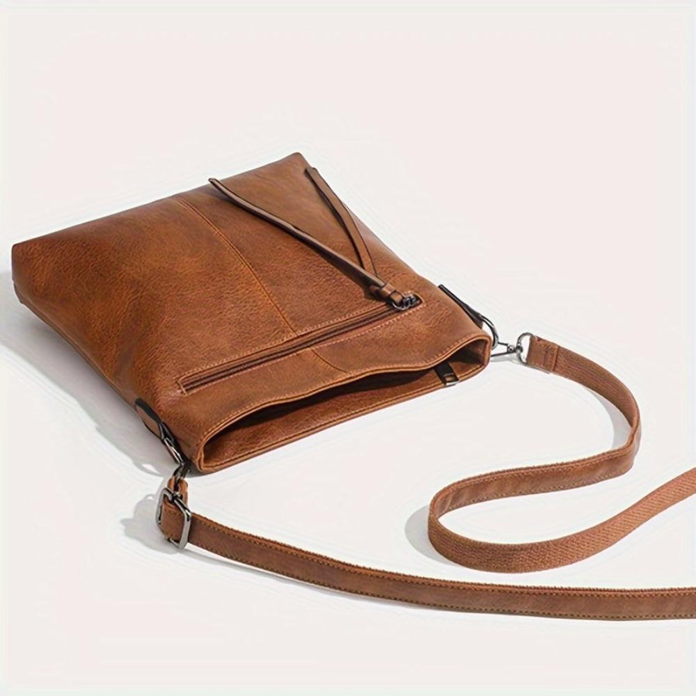 Vintage-Inspired Boxy Crossbody Purse for Women – Compact Shoulder Bag with Zipper Closure for Everyday Carry, Casual Outings & Errands