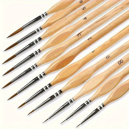 Precision Art Brushes for Scale Models 7.7 Inch Synthetic Bristle Set Wooden Handle Acrylic Oil Watercolor Craft Nail Art