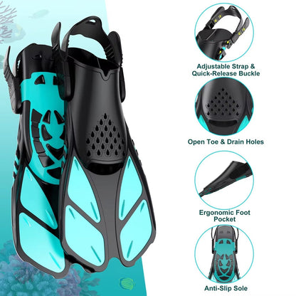 Full-Face Snorkel Mask with Fins & Dry-Top Tube – Wide-View Swim Gear for Ocean, Pool & Diving