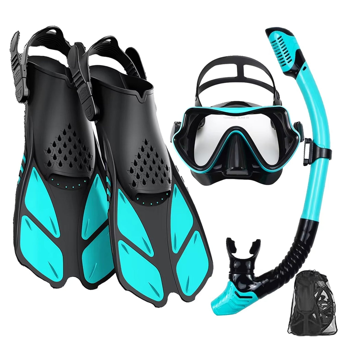 Full-Face Snorkel Mask with Fins & Dry-Top Tube – Wide-View Swim Gear for Ocean, Pool & Diving