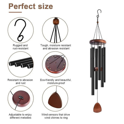 Outdoor Wind Chimes with Deep Resonant Tones - Aluminum Garden Chime for Patio Decor & Backyard Relaxation - Rustproof Hanging Bell Accent