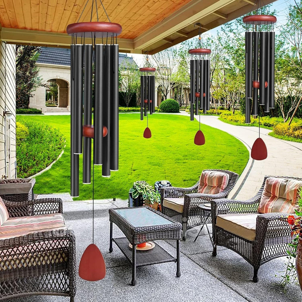 Outdoor Wind Chimes with Deep Resonant Tones - Aluminum Garden Chime for Patio Decor & Backyard Relaxation - Rustproof Hanging Bell Accent