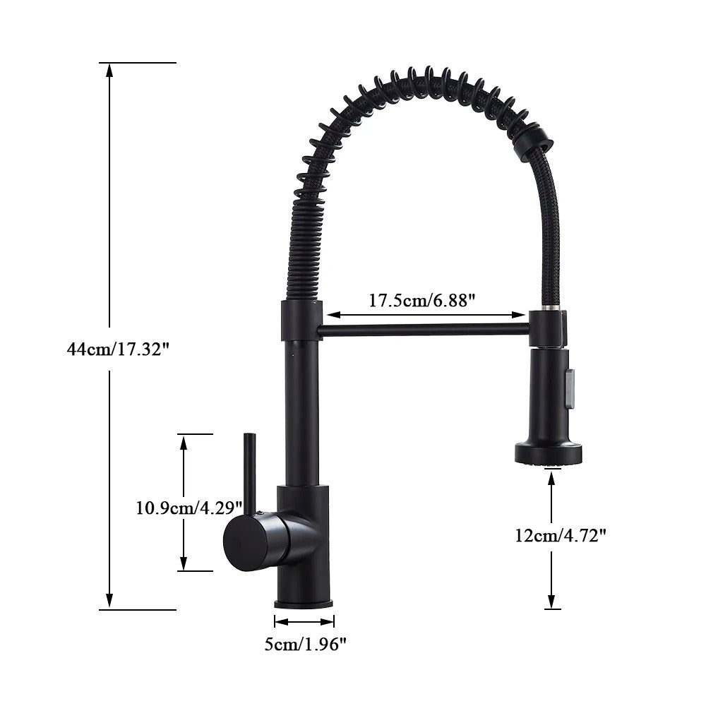 Brass Single-Hole Faucet with Rotating Spout & Detachable Spray Nozzle for Contemporary Kitchens & Dual-Basin Prep Areas
