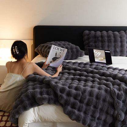 Plush Faux Fur Throw Blanket with Silky Soft Texture for Couch, Bed & Living Room Decor in Multiple Colors