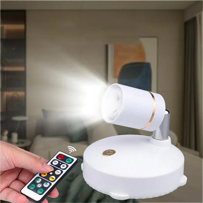 Wireless Battery LED Spotlight with Remote Control Dimmer for Wall Art Picture Accent Lighting Living Room Bedroom Indoor Cordless Puck