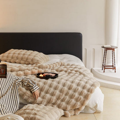 Plush Faux Fur Throw Blanket with Silky Soft Texture for Couch, Bed & Living Room Decor in Multiple Colors