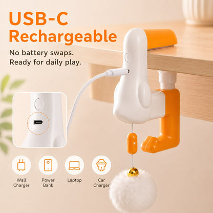 Ortekor Desk Clamp Automatic Cat Teaser Toy - Keep Indoor Cats Busy While You Work