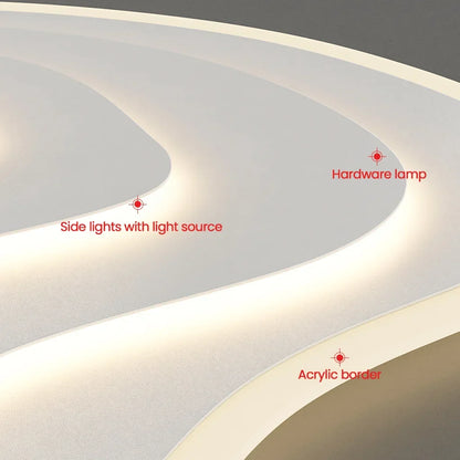 LED Flush Mount Ceiling Light 16-24 in White Acrylic Wave Design for Bedroom Living Room Hallway Dimmable Modern Lighting Fixture 110V