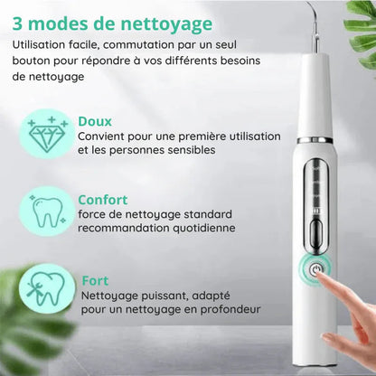 Ultrasonic Tooth Cleaner USB Rechargeable for Home Dental Care with LED Light & 3 Power Modes | Tartar Plaque Remover Kit with Stainless