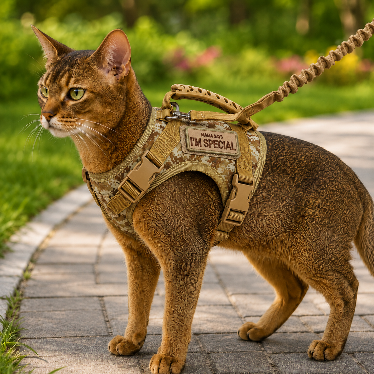 Ortekor Tactical Cat Harness with Leash for Outdoor Walks, Adjustable Escape-Resistant Vest for Cats
