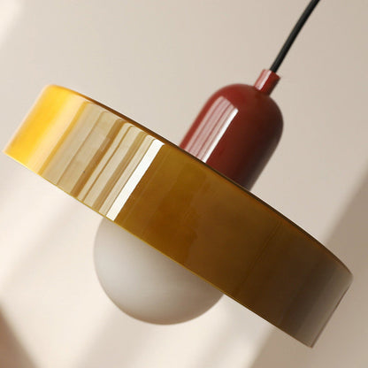 Handcrafted Art Glass Dome Pendant Light, Adjustable Modern Hanging Fixture for Dining Room Kitchen Island Living Room