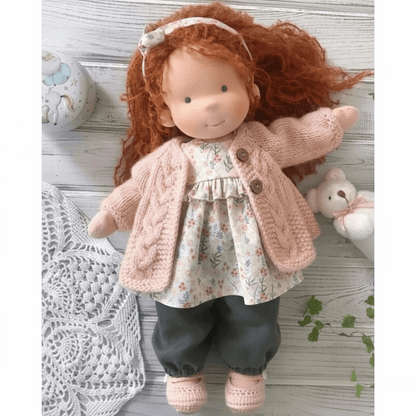 Handmade Cotton Waldorf Doll – Soft Cloth Baby Doll for Toddlers & Preschoolers – Natural Fabric Stuffed Toy for Imaginative Play, Sensory