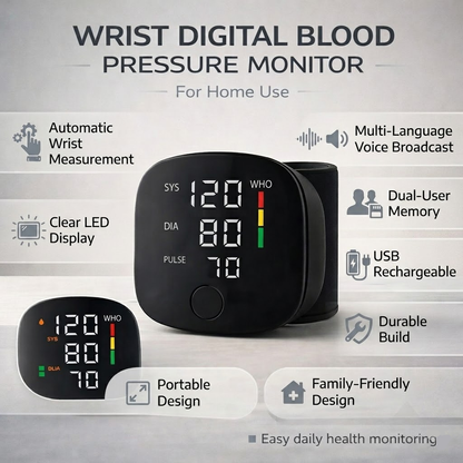 Automatic Digital Blood Pressure Monitor | Accurate USB Rechargeable Device for Home Health Tracking