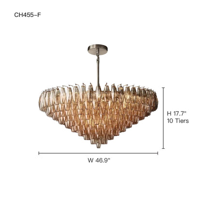 Multi-Tier Crystal Glass Fixture 37-Inch Round Statement Piece for Formal Dining Foyers Entryways Contemporary Homes Adjustable Height Layer