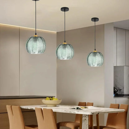 Hanging Ceiling Fixture with Organic Foliage Motif in Translucent Green – 12-Inch Diameter Drop Light for Dining Area, Kitchen Island, or Be