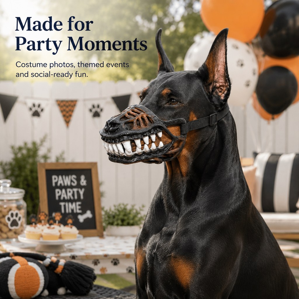 Ortekor Funny Dinosaur Costume Dog Muzzle for Halloween Parties & Photos – Instant Costume Upgrade