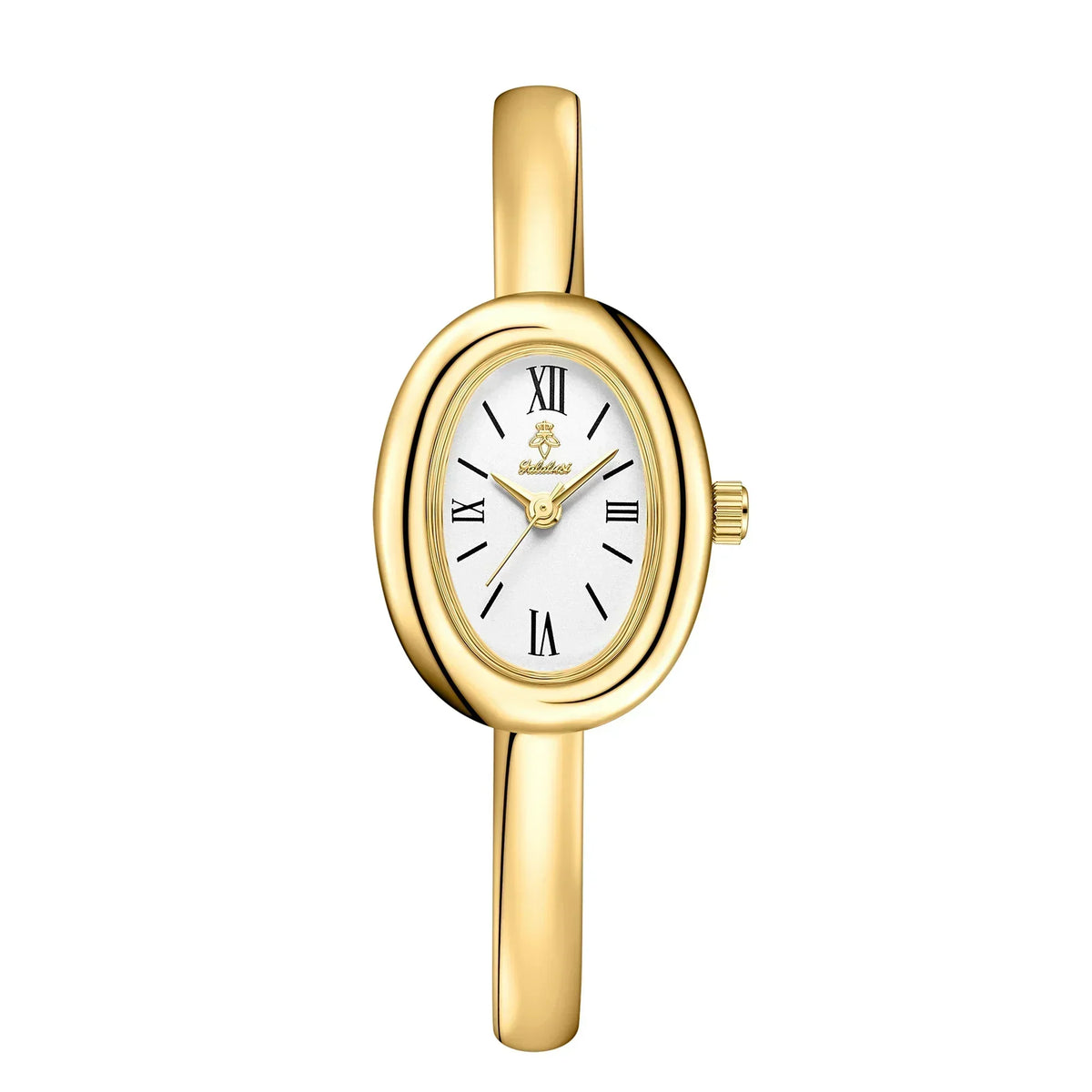 Women's Oval Face Bangle Watch Quartz Analog Wristwatch Stainless Steel Bracelet for Dress Casual Office Gold Silver Color Options Fashion A