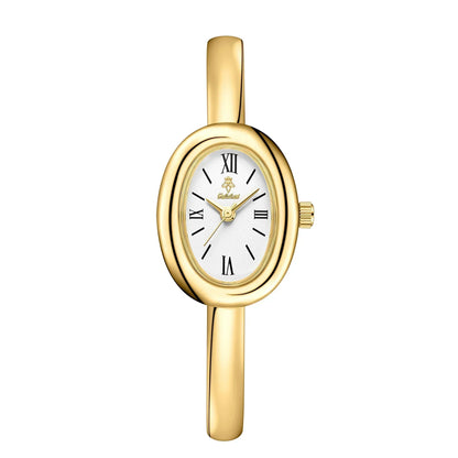 Women's Oval Face Bangle Watch Quartz Analog Wristwatch Stainless Steel Bracelet for Dress Casual Office Gold Silver Color Options Fashion A
