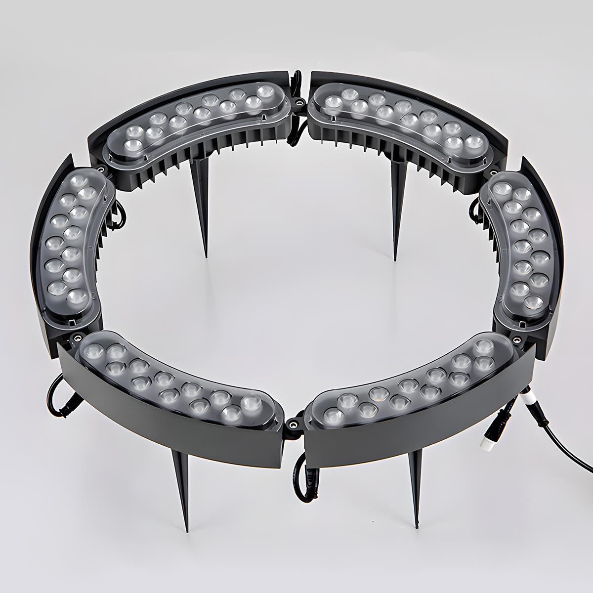 LED Uplight Spike for Trees & Walkways – Cast Aluminum Housing, 12W Output, Arc Design, Warm White or RGB Modes, Ground Stake Installation,