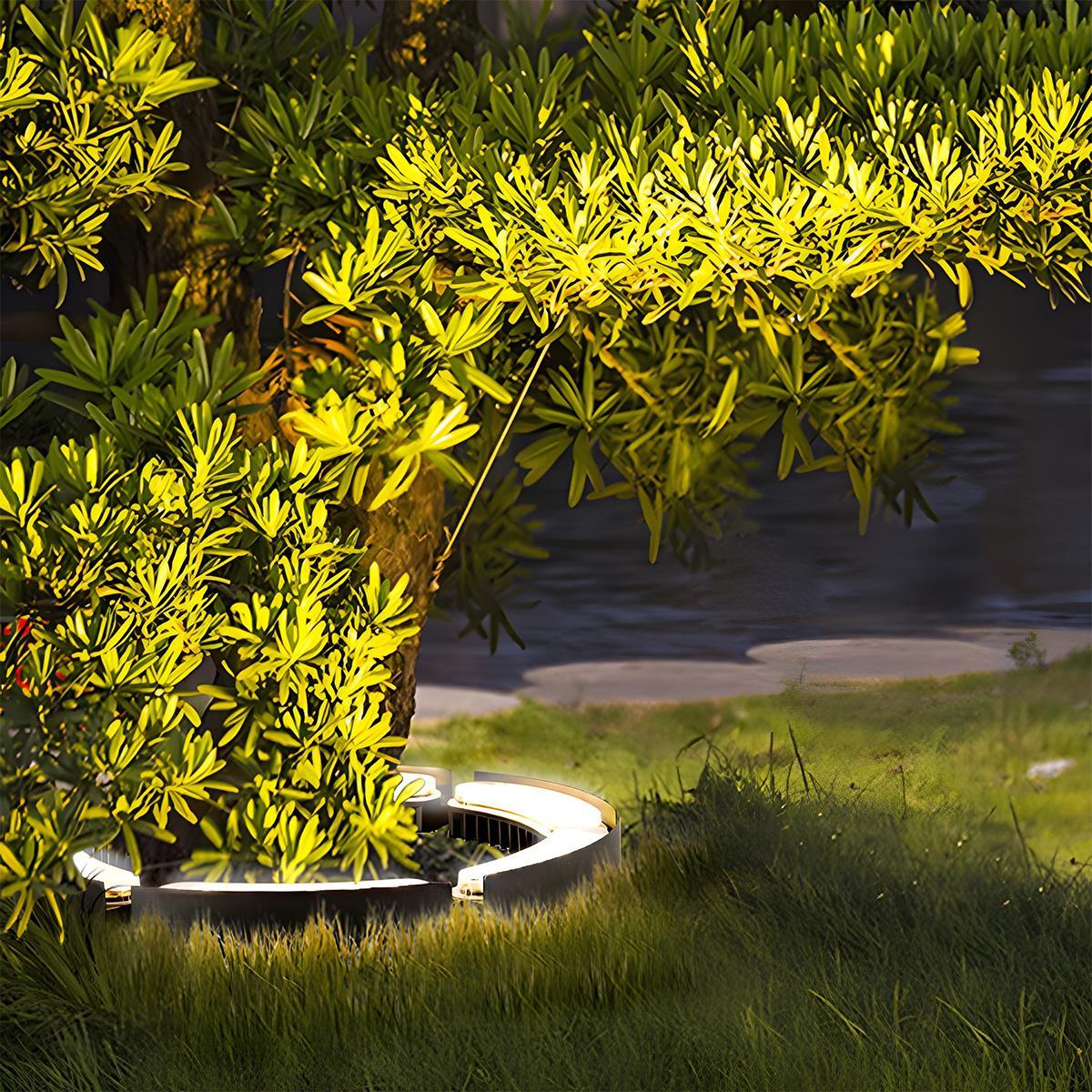 LED Uplight Spike for Trees & Walkways – Cast Aluminum Housing, 12W Output, Arc Design, Warm White or RGB Modes, Ground Stake Installation,