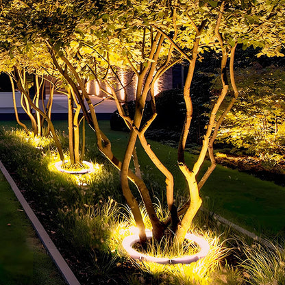 LED Uplight Spike for Trees & Walkways – Cast Aluminum Housing, 12W Output, Arc Design, Warm White or RGB Modes, Ground Stake Installation,