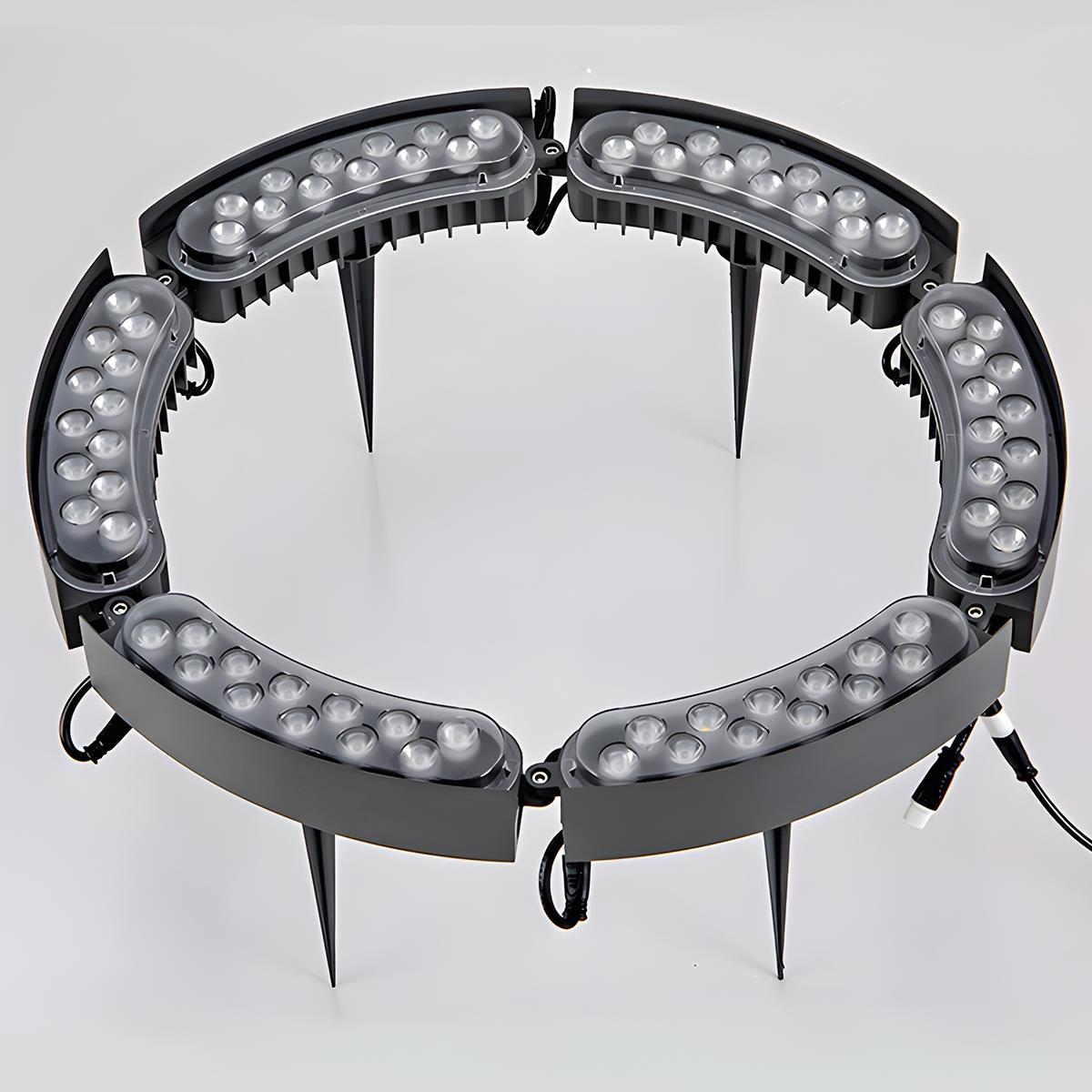 LED Uplight Spike for Trees & Walkways – Cast Aluminum Housing, 12W Output, Arc Design, Warm White or RGB Modes, Ground Stake Installation,