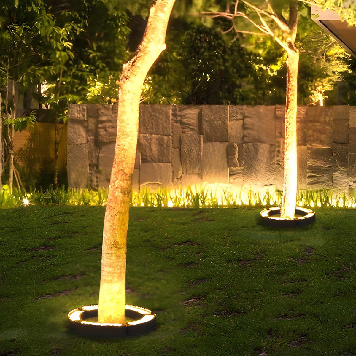 LED Uplight Spike for Trees & Walkways – Cast Aluminum Housing, 12W Output, Arc Design, Warm White or RGB Modes, Ground Stake Installation,