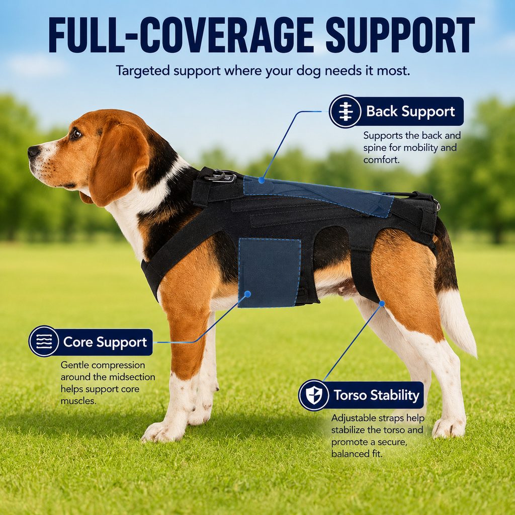 Ortekor Dog Back Support Brace for Senior & Recovering Dogs - Full-Body Mobility Vest for Walking Stability