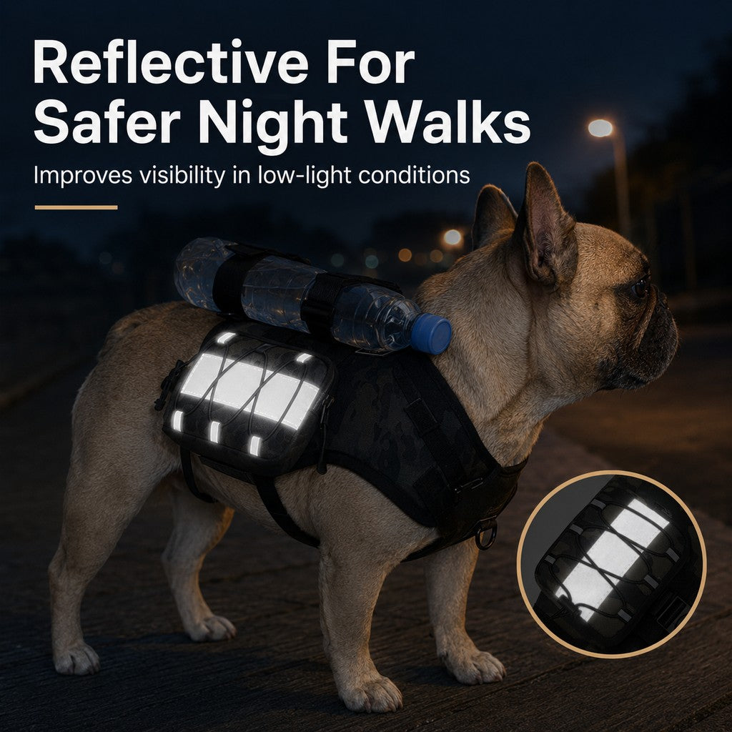 Ortekor Dog Backpack Harness for Hiking & Daily Walks - Reflective Saddle Bag Vest for Carrying Water, Treats & Essentials