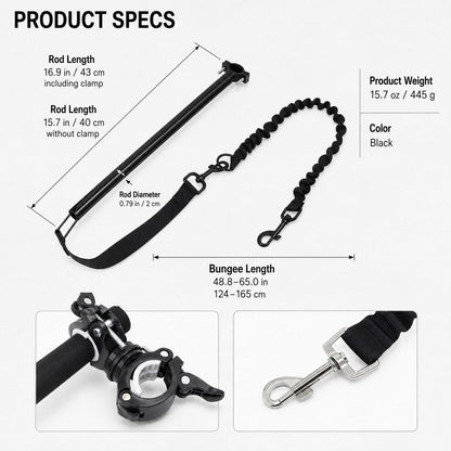 Ortekor Hands-Free Dog Bike Leash with Shock-Absorbing Bungee – Bike-Mounted Side Arm for Controlled Side-by-Side Runs