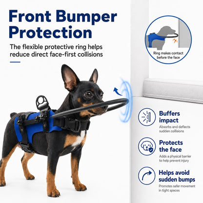 Ortekor Adjustable Dog Bumper Ring Harness for Safer Home Walking - Helps Blind & Senior Dogs Avoid Wall & Furniture Bumps