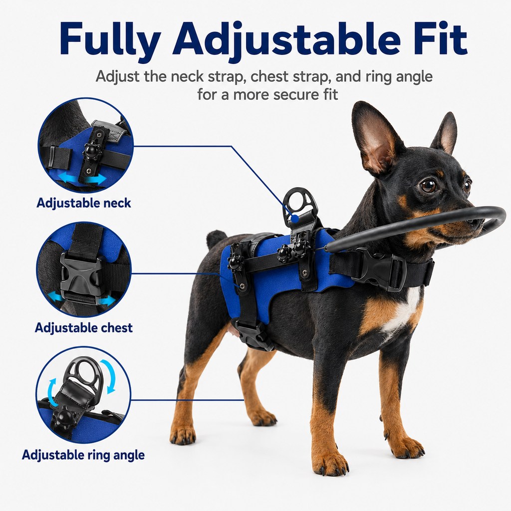 Ortekor Adjustable Dog Bumper Ring Harness for Safer Home Walking - Helps Blind & Senior Dogs Avoid Wall & Furniture Bumps